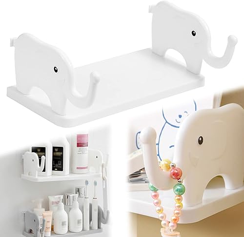 jaizu Estante de almacenamiento multifuncional con forma de elefante, estante de almacenamiento de elefante sin perforaciones, mini organizador de jaizu Estante de almacenamiento multifuncional con forma de elefante, estante de almacenamiento de elefante sin perforaciones, mini organizador de