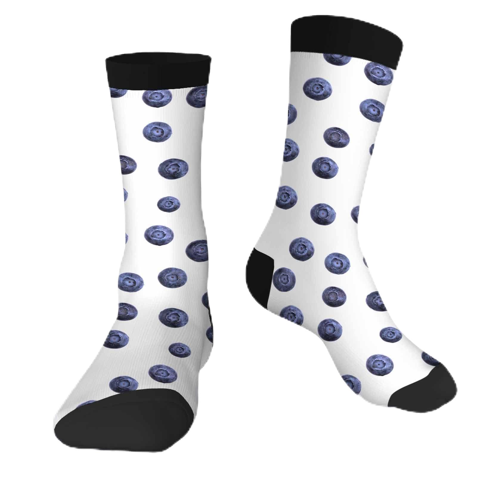 Muntayson Unisex Blueberry Cushioned Crew Athletic Socks Men & Women Moisture Wicking Breathable Performance