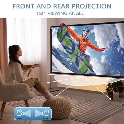 150-Zoll-leinwand Beamer mit Ständer, GT GETCO TECH 16:9 Indoor-Outdoor-Beamer leinwand mit stativ, tragbarer HD-Beamer leinwand, hintere Kinoleinwand mit Tragetasche