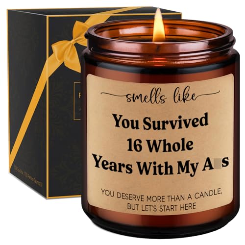 GSPY 16 Year Anniv. Candle - 16th Anniversary Candle Gifts for Husband Wife - 16th Wedding Anniversary Ideas for Her Him Couple - Happy Sixteenth Wax Anniv. Gifts for Women Men Girlfriend BF