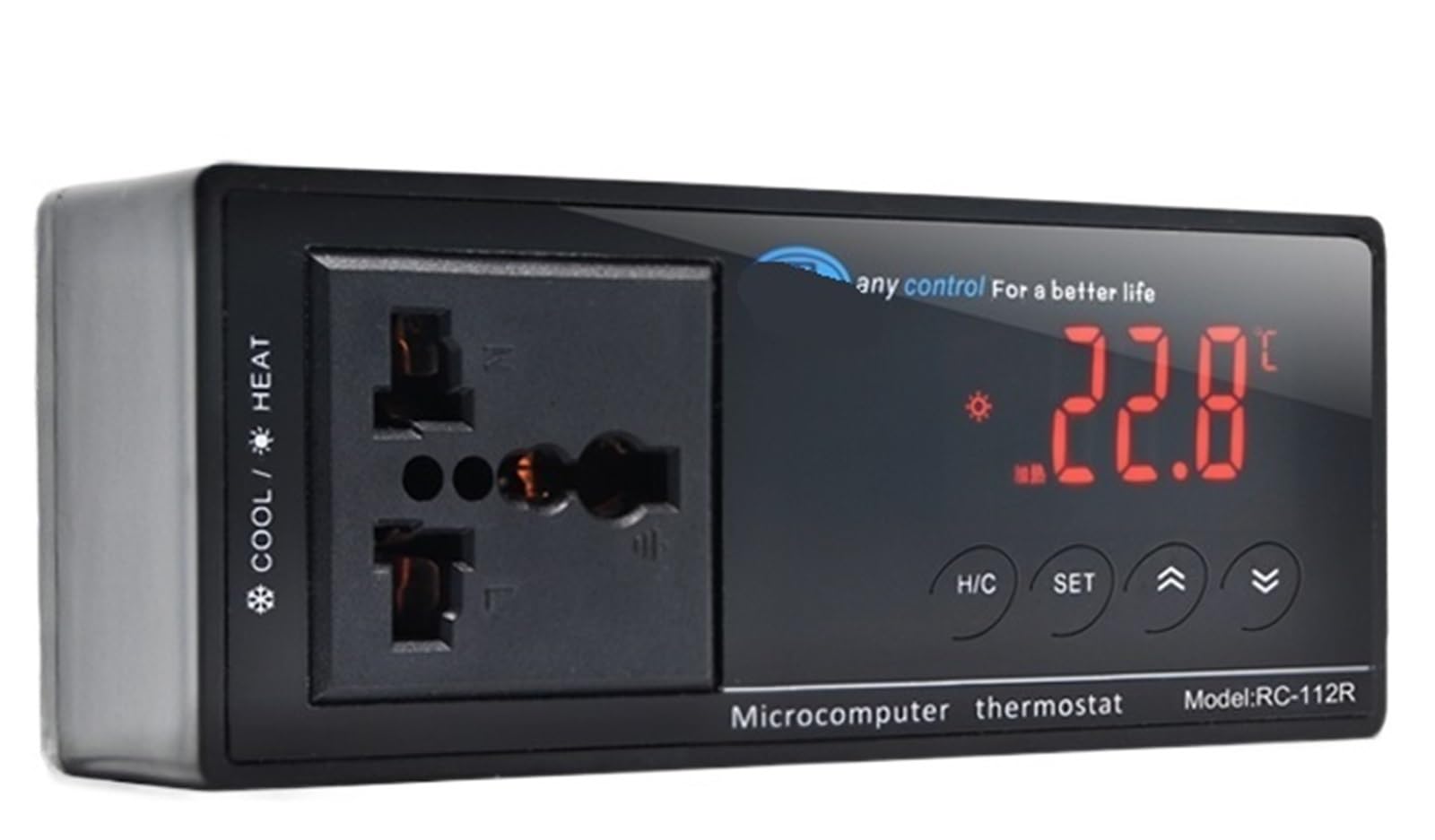 Termostato enchufable con pantalla digital RC-112R, enchufe universal, regulador de encendido y apagado, controlador de temperatura for congelador/invernadero.(110V US PLUG)
