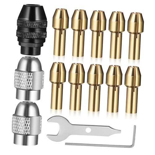 DOITOOL Universal Drill Chuck Bit Collet for Power Tools Copper Construction 15-piece Set Secure Grip for Drilling Grinding