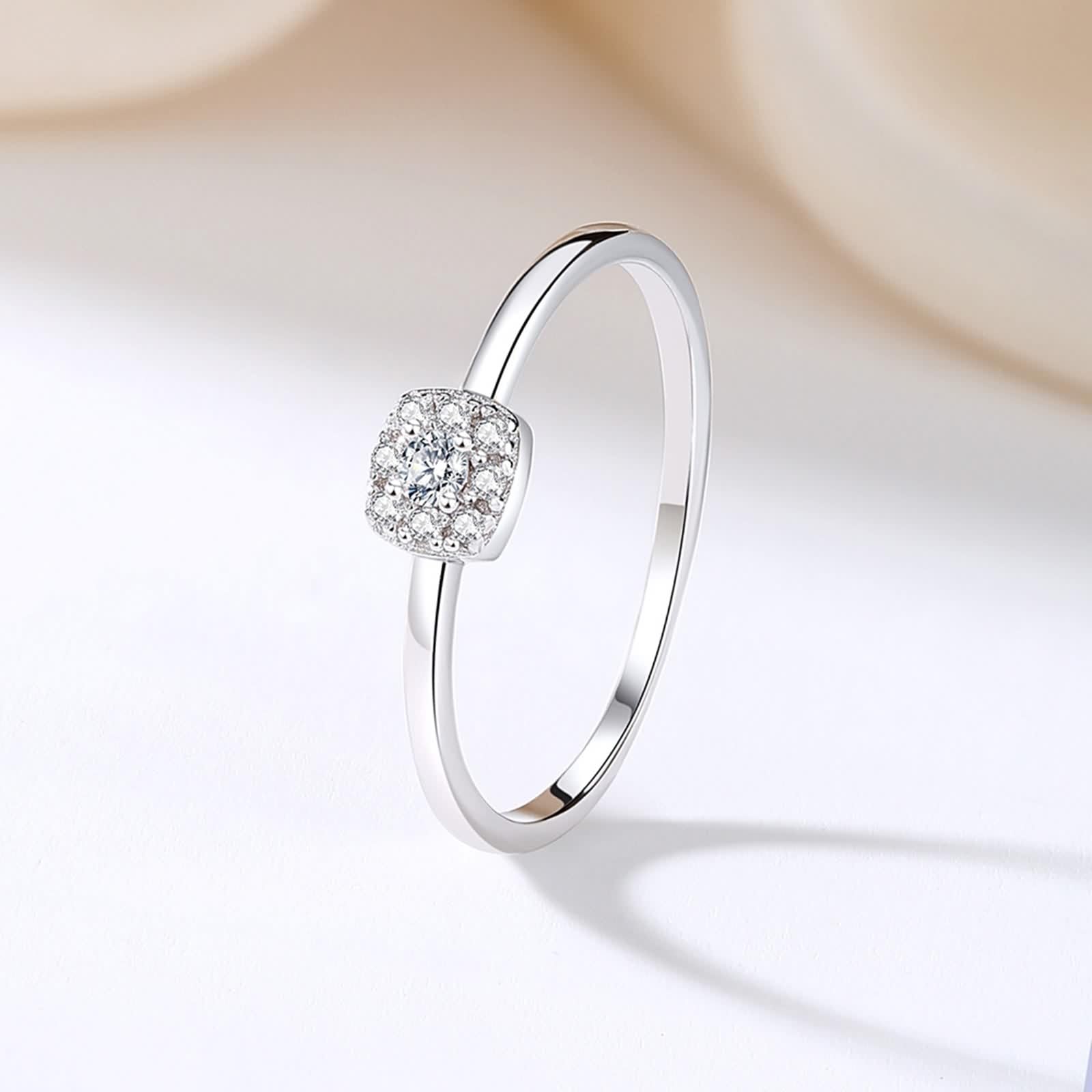 Diamentowy pierścionek białe złoto, pierścionki zaręczynowe prosty okrągły diament 9K/14K/18K białe złoto/platyna 950
