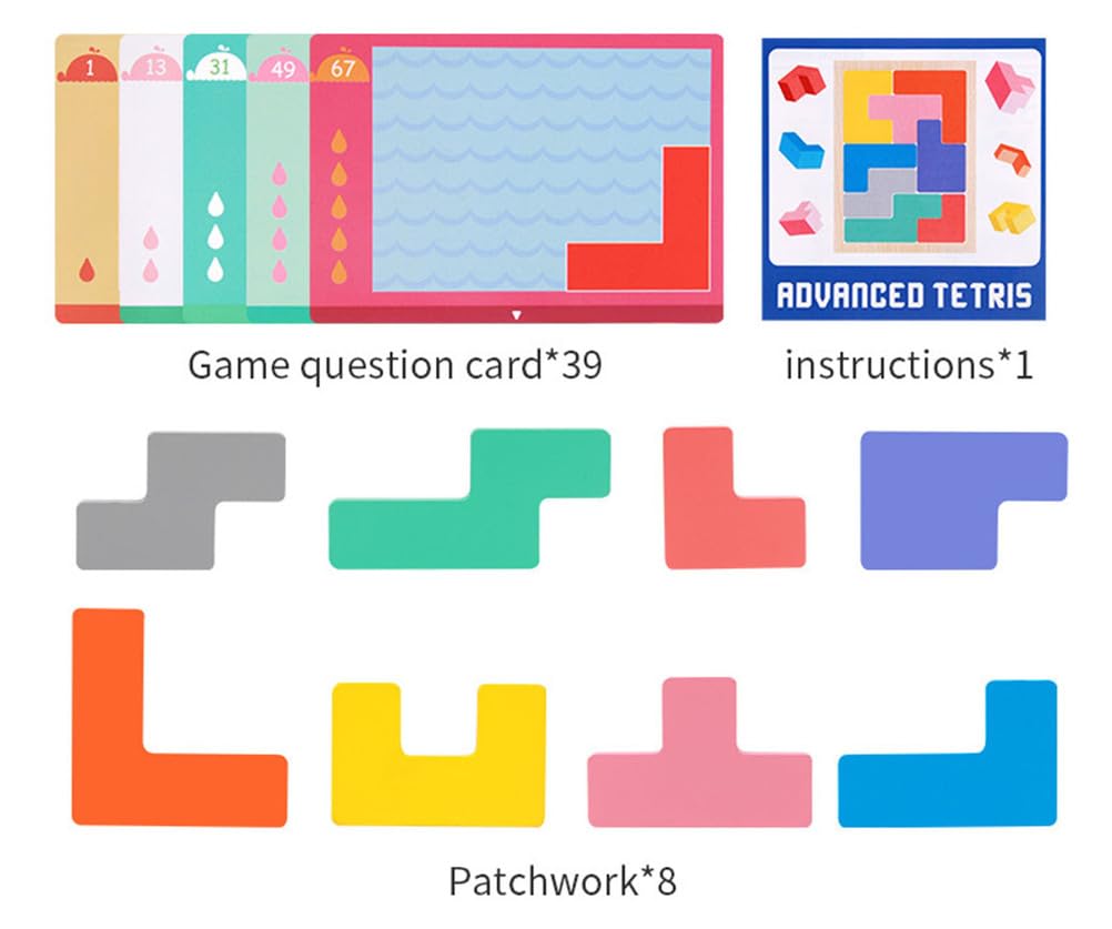 Gioco di Puzzle Tetris in Legno, Rompicapo per la Logica Spaziale dei Bambini