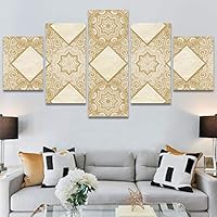 SIGNWIN 5 Panel Canvas Wall Art Modern Art Decorative Elements Fun Geometric Mixed Media Multicolor Patterns for Home Decorations Ready to Hang - 60