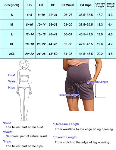 Maacie Maternity Athletic Shorts/Short Pants Over The Belly With Pockets Black M #TOP6