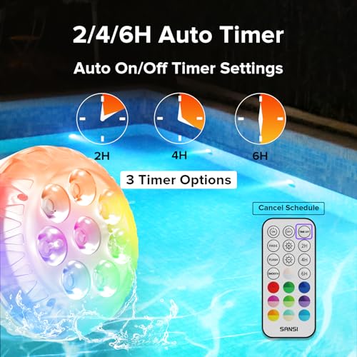 Éclairage de piscine SANSI RGB 4Pack avec télécommande et fixation ventouse - 3