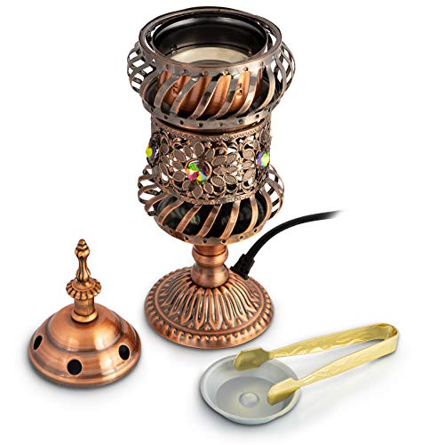 Attar Mist Carousel Electric Incense Burner - Metalic Bakhoor Burner Holder | Oud Frankincense Resin Burner (Mabkhara) | For Office & Home Decor | Ideal For Yoga, Spa & Aromatherapy (Copper) #TOP2