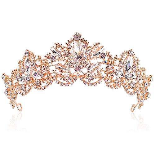 Didder Rose Gold Tiaras for Women Bridal Tiara, Crystal Tiaras and Crowns for Women Princess Tiaras for Girls Birthday Crown for Prom Wedding Party Halloween Costume Hair Accessories Christmas Gift