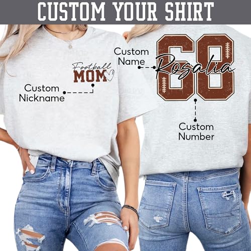 Custom Football Mom Shirt – Personalized Vintage Sporty Tee for Mom, Grandma, Mama, Auntie, Girlfriend, Dad, Unisex S-5XL2