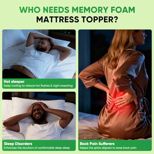 Image of Twin Mattress Topper, 3 in 1 Memory Foam Mattress Topper for Back Pain, 2 inch Fluffy Cooling Mattress Toppers Twin Breathable Viscose Made from Bamboo and 2.5 inch Dual Firmness Gel Memory Foam.