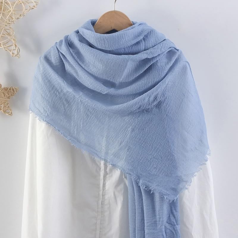 Image of Crinkled PolyCotton Scarf for Women - 180 x 90 cm Stole for Women | PolyCotton Scarf for Summers, Head Cover for Women | Lightweight Scarf for Women | Women Accessory