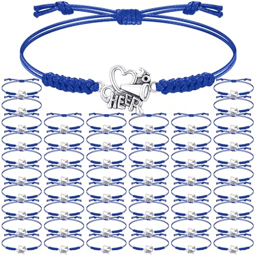 Inbagi 48 Pcs Cheerleader Gifts Cheer Bracelet Cheerleading Charm Bracelet Adjustable Cheerleader Gifts for Cheer Team Cheerleading Jewelry Accessories Bulk