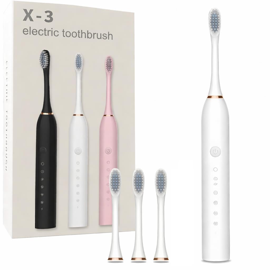 Cosmic Lite Sonic Electric Toothbrush | Waterproof Rechargeable Toothbrush with Replaceable Brush Heads | 6 Modes, 3 Brush Heads, 1 Interdental Head - Pack of 1 Black Color-image-39
