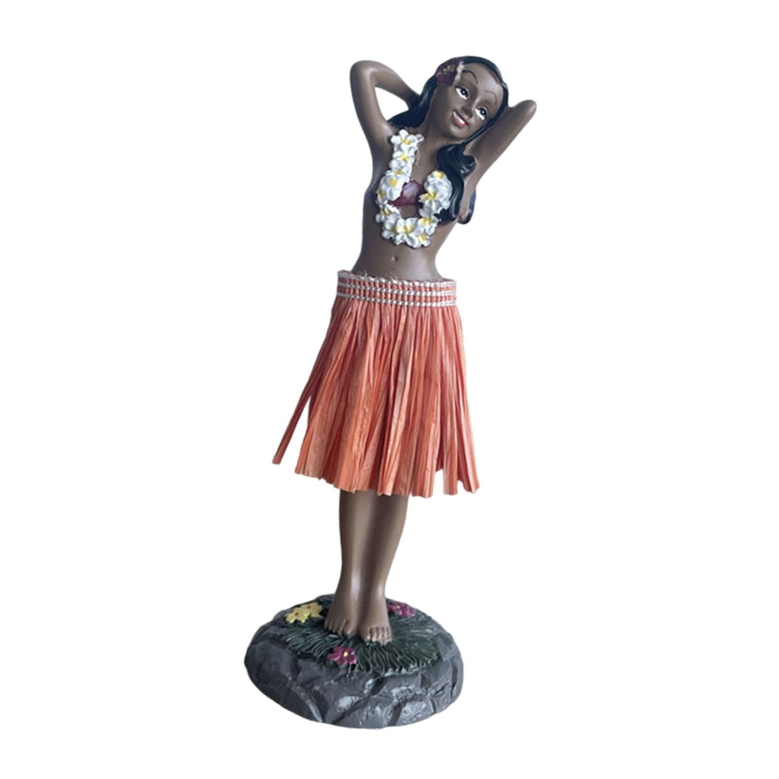 Poupée hawaïenne souvenir figurine miniature en résine idée cadeau orange