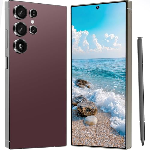 HTDSHFY I25 Ultra Unlocked Cell Phone, 6800mAh Long Battery Life Smartphone,Built in Pen,6.8" HD Screen 8+512GB Unlocked Phones,5G/Dual SIM/Fingerprint Unlock/Face ID (Wine Red)