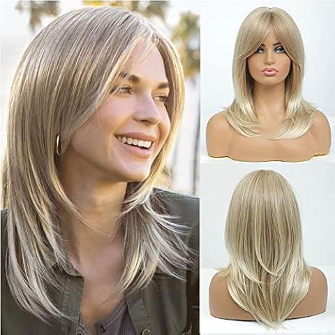 Blonde Perücken für Damen, synthetische lange Cover