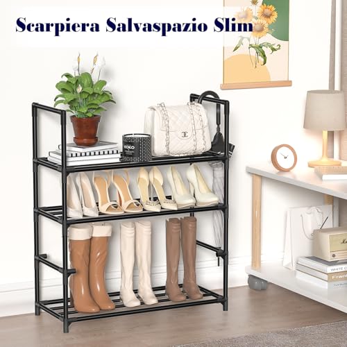 Étagère à Chaussures 4 Niveaux, Rangement Chaussures, Meuble Chaussure Entree, Range Chaussures Gain de Place pour 12 Paires, pour Salon,Chambre, 60 x 25.5 x 72 cm, NOI – Image 6