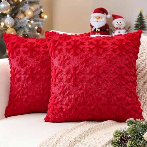 JOTOM 2er Set Weihnachten Kissenbezüge, Plüsch Kurze Wolle Dekorativ...