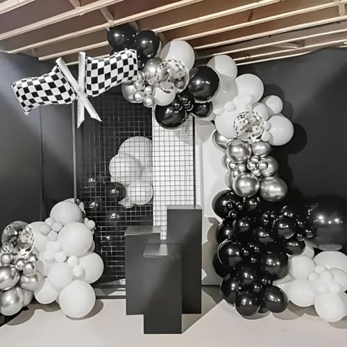 Image of GREATRIL Racing Flag Foil Balloon - Checkered Car Party Decoration for Kids' Birthdays, Racing-Themed Celebrations, and Events