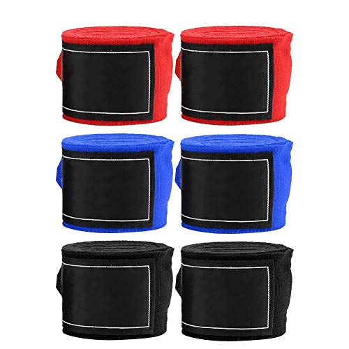 koulate Boxing Handwraps, 2.5m Elastic Boxing Bandages Hand & Wrist Support for Muay Thai Kickboxing Training Gym for Men & Women (Black)