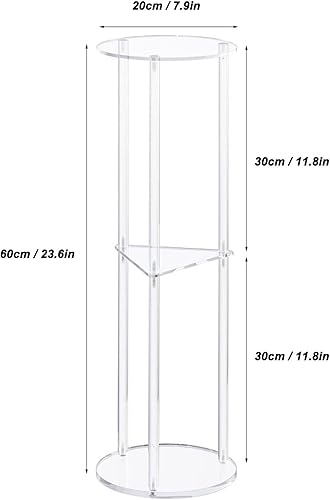Miniatura 3 de Side Table, Modern Stable 3 Tier Round Acrylic Drink Table with Sturdy Stainless Steel Connectors for Living Room Bedroom Bedside