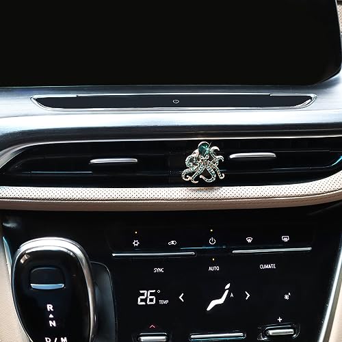 Image of ORIESSE 2pcs Octopus Car Vent Clips Car Air Freshener,Green Bling Car Accessories for Women,Ocean Animal Theme Beach Car Decor,Refillable Car Diffuser