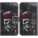 TienJueShi Totenkopf Flip Stand Brief Leder Tasche Schütz Hülle Handy Hülle Für DUODUOGO G55 5.5 inch Abdeckung Fall Wallet Cover Etüi