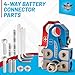 Kaas Lead Acid Battery Terminal Clamps, Positive and Negative Set, for SAE/DIN/EN Tapered Top Post, 4-Way Connectors, Compatible with 8AWG to 4/0 AWG, Includes OEM Top Post Adapter