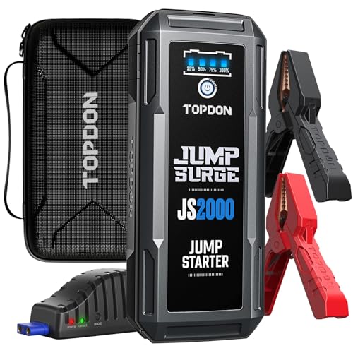 TOPDON JS2000 Arrancador de Coches, 2000A 16,000 mAh Arrancador d...