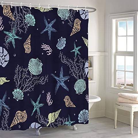 MIRRORANG Nautical Coastal Bathroom Curtain Set Cover