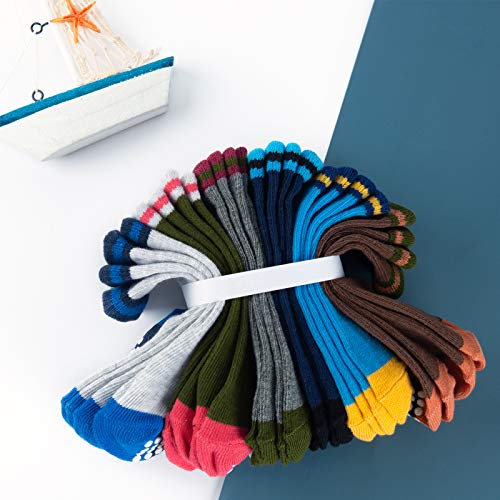Jakidar SVQQPE 12 Pairs Baby Socks Cotton Crew Toddler Socks Grips Non Slip Bottom Kids Socks thumb #1
