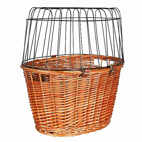 TRIXIE Hundekorb für das Fahrrad vorne bis 5 kg 44 × 48 × 33 cm - gewobener Hundefahrradkorb für den Lenker - in schicker Weidenoptik mit Kunststoff Gitter, 2806