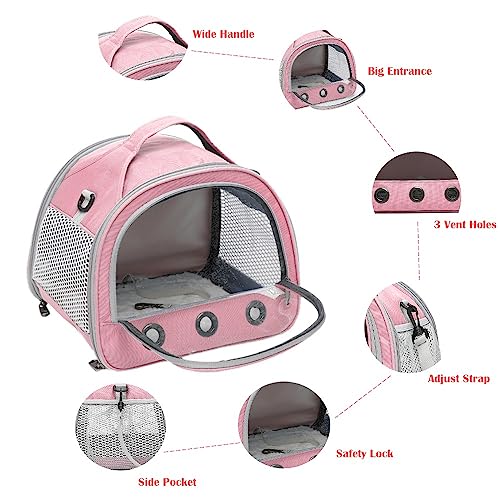guinea pig carrier bagsmall animal bird parrots ferret hamster squirrel rabbit turtle carrier bagportable bunny bearded dragon carrier travel carrier outdoor pink