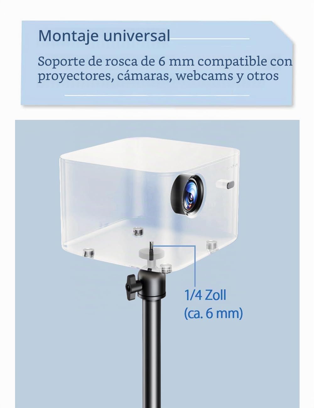 Soporte para proyector giratorio 360°, altura ajustable, soporte de suelo compatible con XGIMI, Nebula, Vankyo, Jinhoo, AuKing