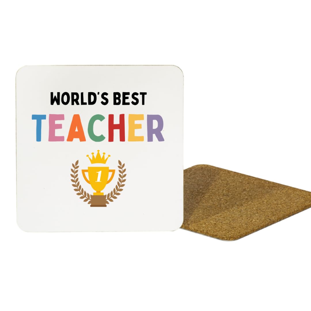 Second Ave Gift Company White Second Ave World's Best Teacher Mdf Coaster Thank You Teacher Christmas End Of Year Gift