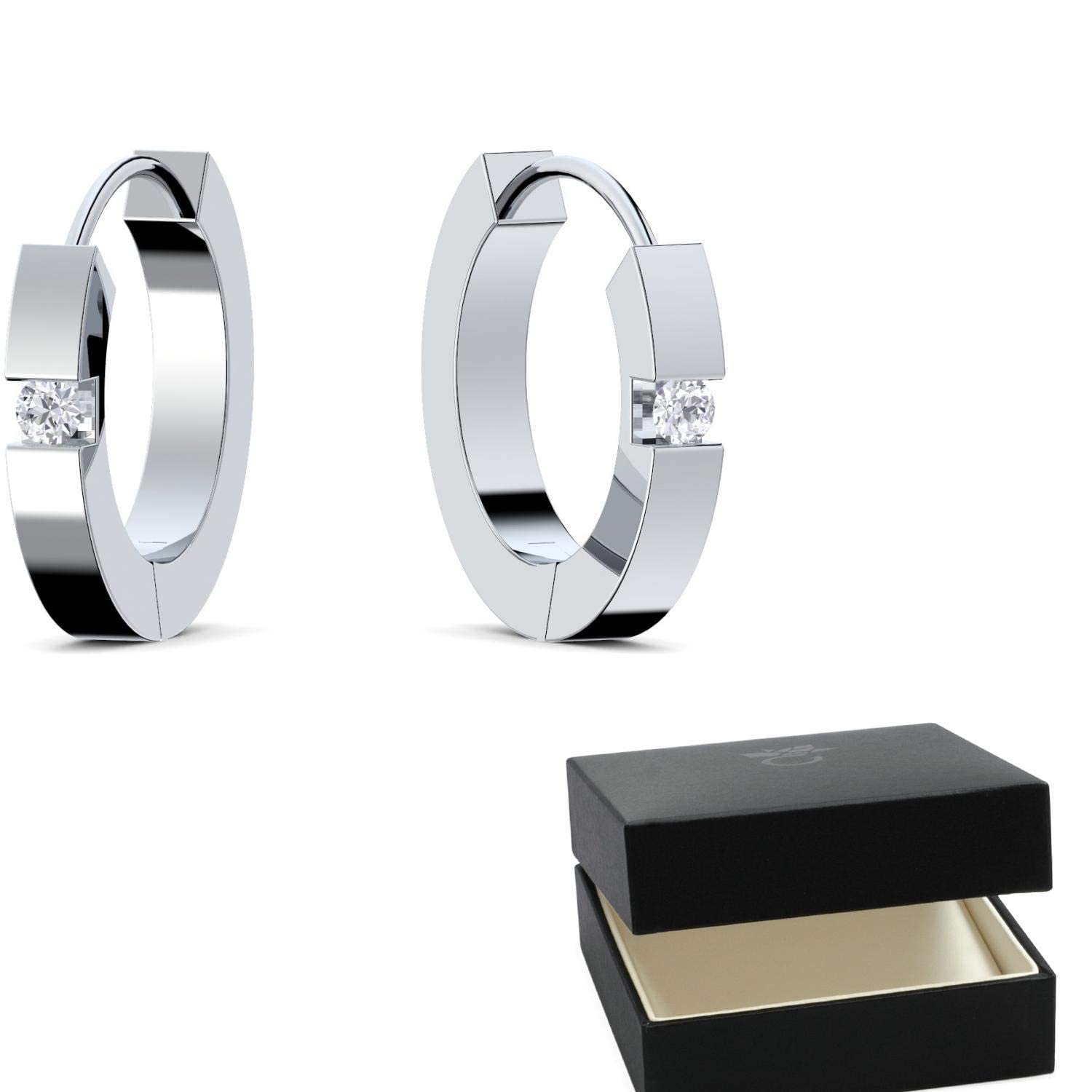 Creolen klein Silber 925 mit Zirkonia (Diamant Ersatz) für Damen