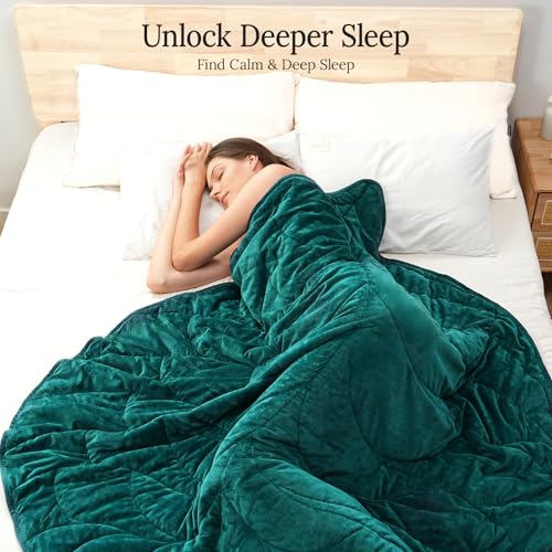 Image of Kaisa Weighted Blanket for Adults (20 lbs,60 inch x 78 inch), Soft Heavy Blanket Machine Washable, Queen Size Weighted Blankets with Glass Beads for Couch and Bed, Green
