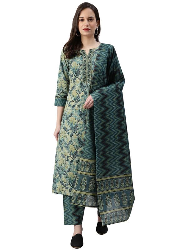 Vaamsi Women’s Rayon Blend Blend Floral Printed Straight Kurta Pant With Dupatta Vaamsi Women’s Rayon Blend Blend Floral Printed Straight Kurta Pant With Dupatta
