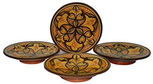 Moroccan Ceramic Plates Handmade Appetizer Tapas Serving Set of Four