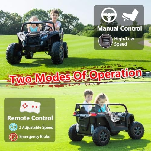 Image of NEWQIDA XXXL 2 Seater 24V Ride On Toys 4x200W Kids Side by Side UTV, Black