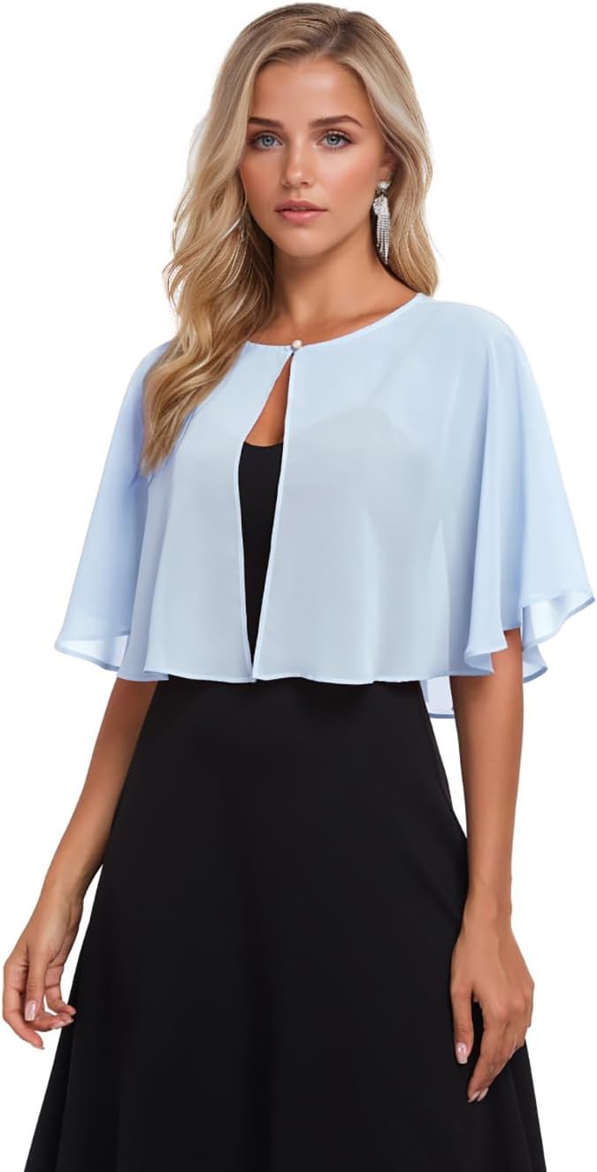Capelets for Women Soft Chiffon Shawls Wraps Shurg for Evening Wedding Capes Bolero Cover Up