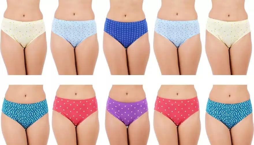 Women Comfortable Pure Cotton Panties (_Printed-67-85 Pack of 10) Multicolour-image-7