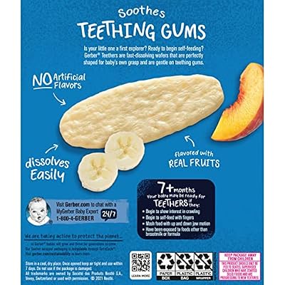Gerber Teethers, Banana Peach, 1.7 oz, 12 count Box