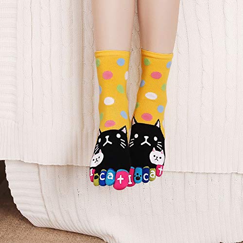 Artfasion Women's Toe Socks Cotton Comfy Low Cut Ankle with Reinforced Heel and Toe Crew Socks for Ladies4