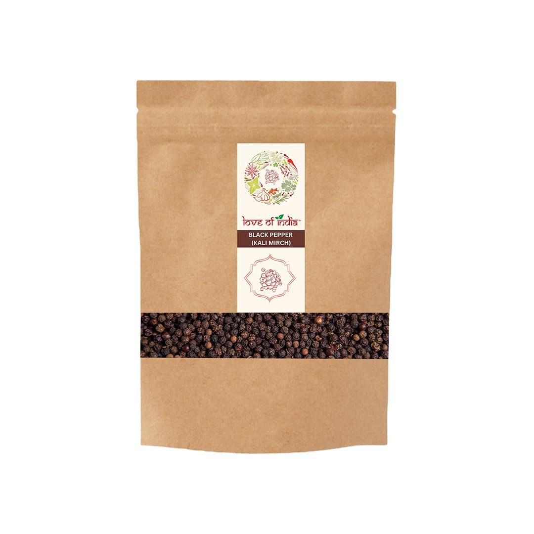 LOVE OF INDIA Whole Organically Grown Black Pepper Bold (Kali Mirch) | Kerala (Idduki) | Premium Export Quality | (70Gm Pack) (2) (B0D2P7BP4K) Amazon Price History, Amazon Price Tracker