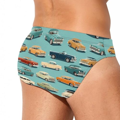 Vintage Car Men's Swim Briefs Sexy Bikini Swimsuit Beach Shorts Underwear Low Waist3