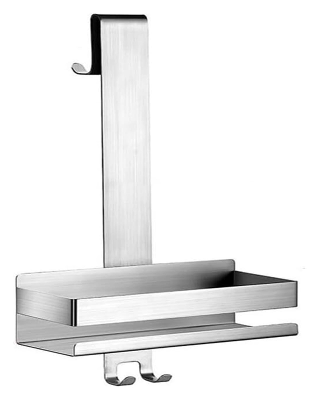 Movable Stainless Steel Shower Caddy Hooks Over-the-Door nizer No-Drill Bathroom Rack Hanging Storage for Easy Access - Silver Finish