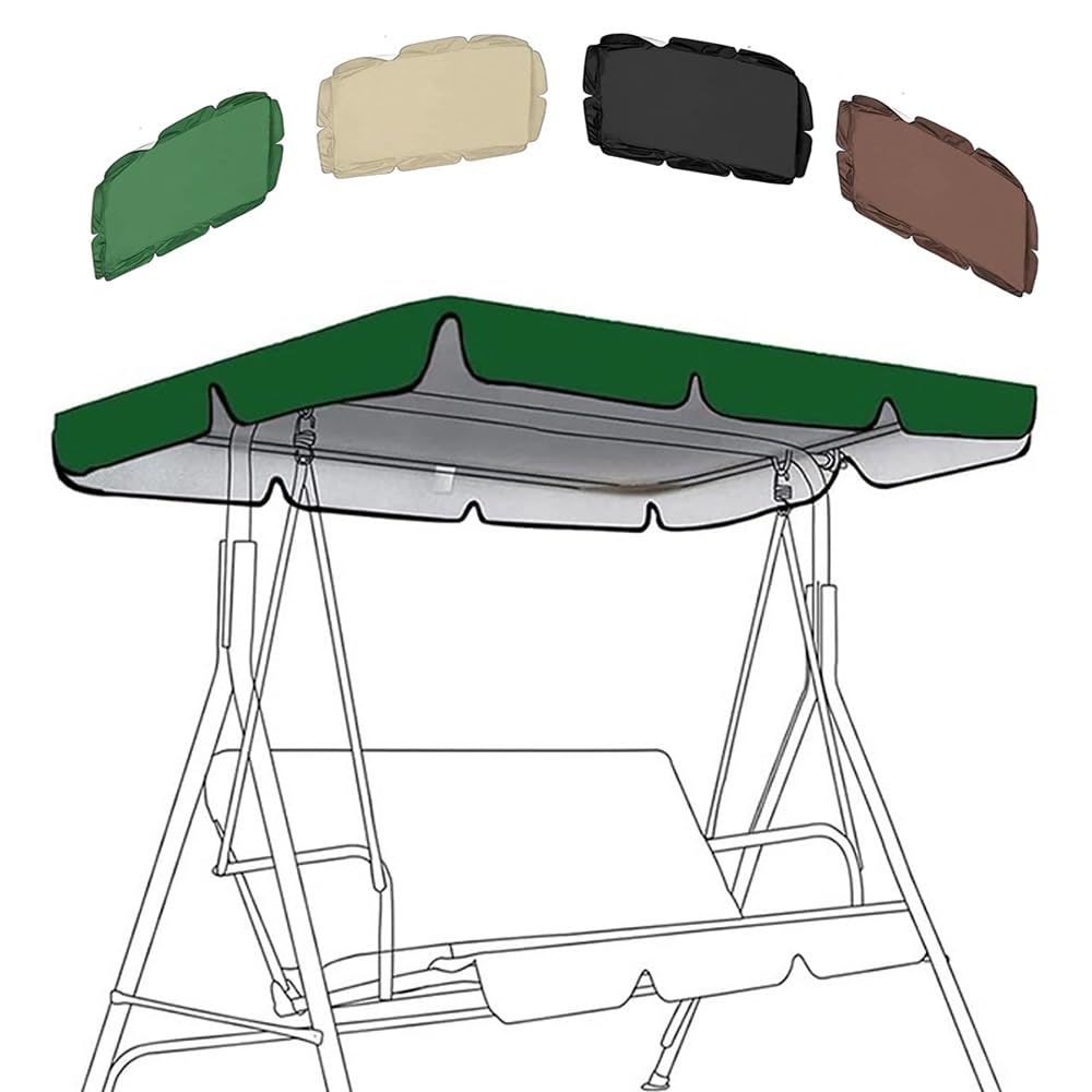 ZYXQQJ Outdoor Porch Swing Canopy 56×47in 65×45in 75×52in 77×49in 98×73in Garden Yard Patio Swing Cover 210D/420D/600D Oxford Cloth(Green,420D/164 * 114 * 15cm)