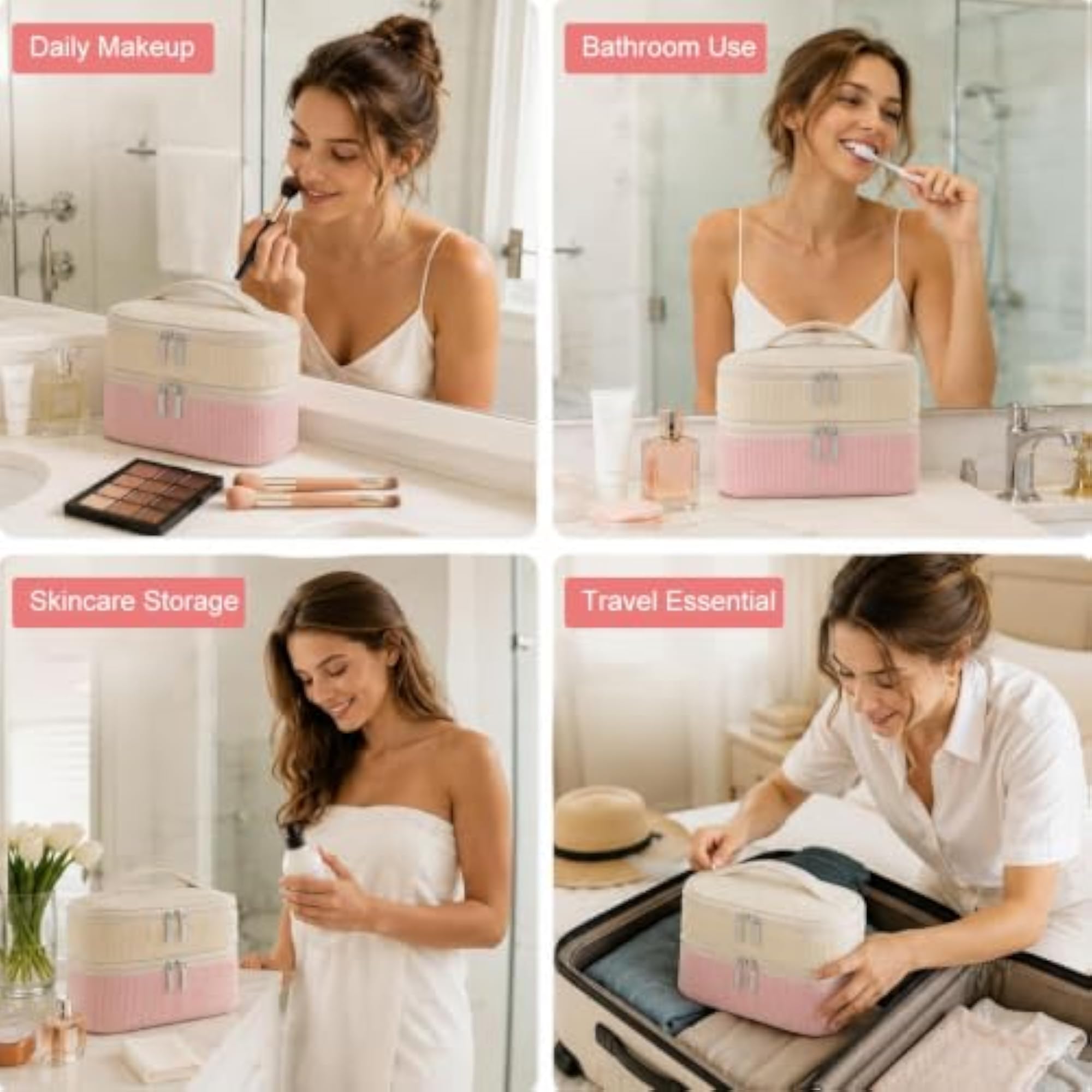 Double Layer Large Cosmetic Bag for Toiletries